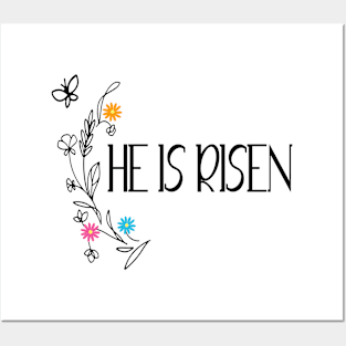 He is Risen Jesus Christian Happy Easter Floral Daisies Posters and Art